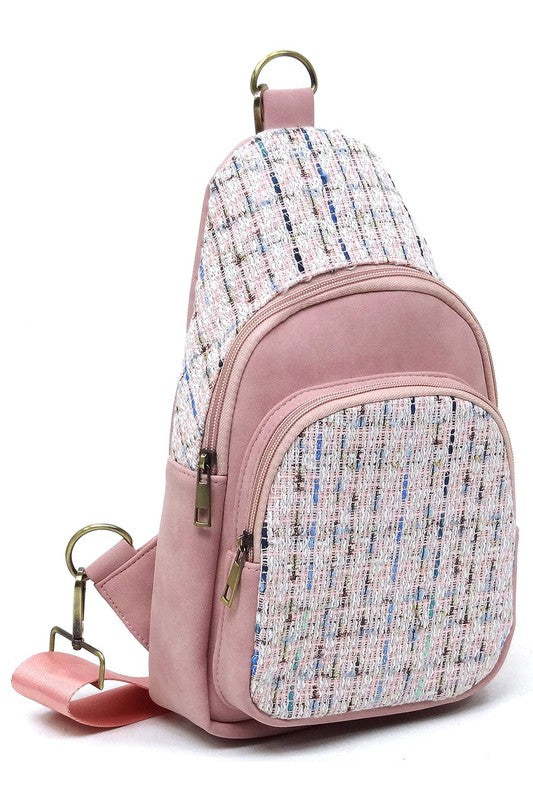 Tweed Sling Bag Backpack-Fashion World-[option4]-[option5]-[option6]-[option7]-[option8]-Shop-Boutique-Clothing-for-Women-Online