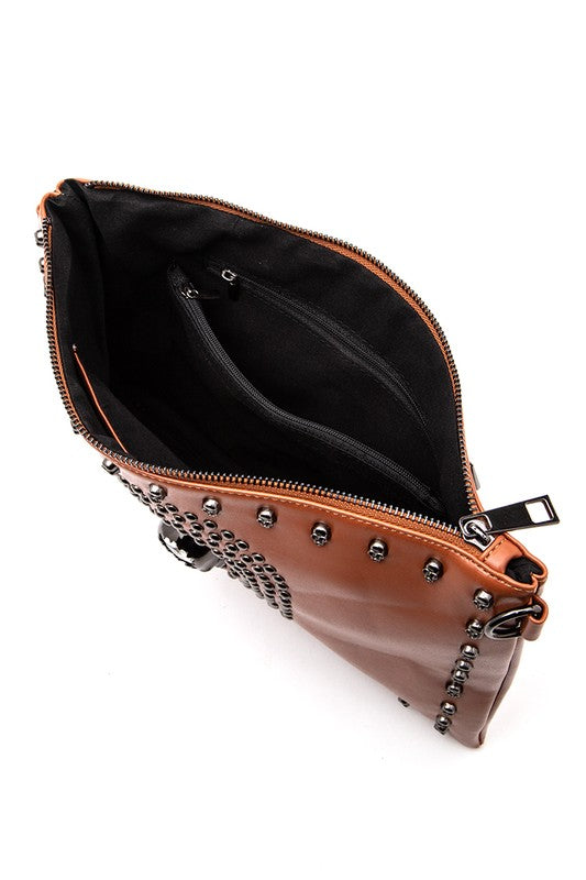 Skull Mix Studs Biker Crossbody Clutch Swing Bag-LA Jewelry Plaza-[option4]-[option5]-[option6]-[option7]-[option8]-Shop-Boutique-Clothing-for-Women-Online