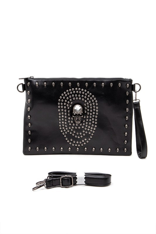 Skull Mix Studs Biker Crossbody Clutch Swing Bag-LA Jewelry Plaza-[option4]-[option5]-[option6]-[option7]-[option8]-Shop-Boutique-Clothing-for-Women-Online