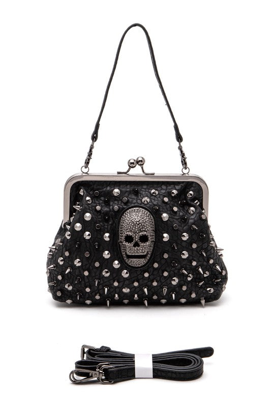 Skull Studded Convertible Shoulder Bag-LA Jewelry Plaza-[option4]-[option5]-[option6]-[option7]-[option8]-Shop-Boutique-Clothing-for-Women-Online