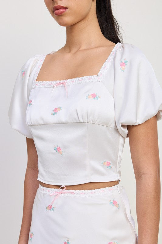 SQAURE NECK BUBBLE CAP SLEEVE TOP-Emory Park-[option4]-[option5]-[option6]-[option7]-[option8]-Shop-Boutique-Clothing-for-Women-Online