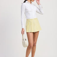 CONTRASTED WAIST BAND PLEATED SKORT-Emory Park-[option4]-[option5]-[option6]-[option7]-[option8]-Shop-Boutique-Clothing-for-Women-Online