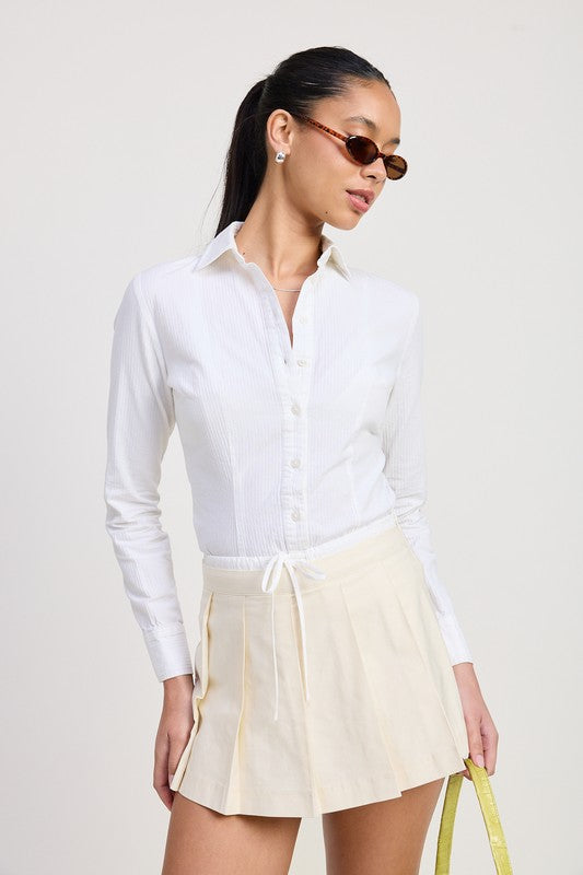 CONTRASTED WAIST BAND PLEATED SKORT-Emory Park-[option4]-[option5]-[option6]-[option7]-[option8]-Shop-Boutique-Clothing-for-Women-Online