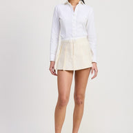 CONTRASTED WAIST BAND PLEATED SKORT-Emory Park-[option4]-[option5]-[option6]-[option7]-[option8]-Shop-Boutique-Clothing-for-Women-Online