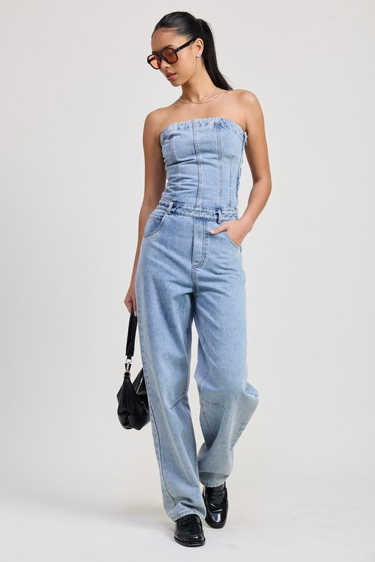 STRAPLESS DENIM JUMPSUIT-Emory Park-LT DENIM-S-[option4]-[option5]-[option6]-[option7]-[option8]-Shop-Boutique-Clothing-for-Women-Online