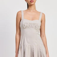 PLEATED MINI DRESS WITH BACK TIES-Emory Park-[option4]-[option5]-[option6]-[option7]-[option8]-Shop-Boutique-Clothing-for-Women-Online