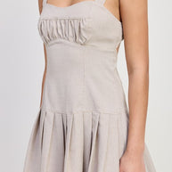 PLEATED MINI DRESS WITH BACK TIES-Emory Park-[option4]-[option5]-[option6]-[option7]-[option8]-Shop-Boutique-Clothing-for-Women-Online