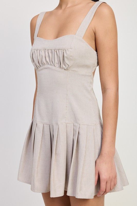 PLEATED MINI DRESS WITH BACK TIES-Emory Park-[option4]-[option5]-[option6]-[option7]-[option8]-Shop-Boutique-Clothing-for-Women-Online