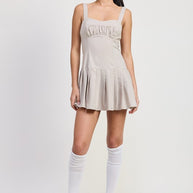 PLEATED MINI DRESS WITH BACK TIES-Emory Park-[option4]-[option5]-[option6]-[option7]-[option8]-Shop-Boutique-Clothing-for-Women-Online