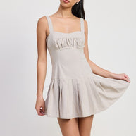 PLEATED MINI DRESS WITH BACK TIES-Emory Park-[option4]-[option5]-[option6]-[option7]-[option8]-Shop-Boutique-Clothing-for-Women-Online