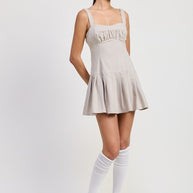 PLEATED MINI DRESS WITH BACK TIES-Emory Park-[option4]-[option5]-[option6]-[option7]-[option8]-Shop-Boutique-Clothing-for-Women-Online