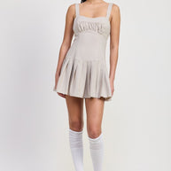 PLEATED MINI DRESS WITH BACK TIES-Emory Park-[option4]-[option5]-[option6]-[option7]-[option8]-Shop-Boutique-Clothing-for-Women-Online