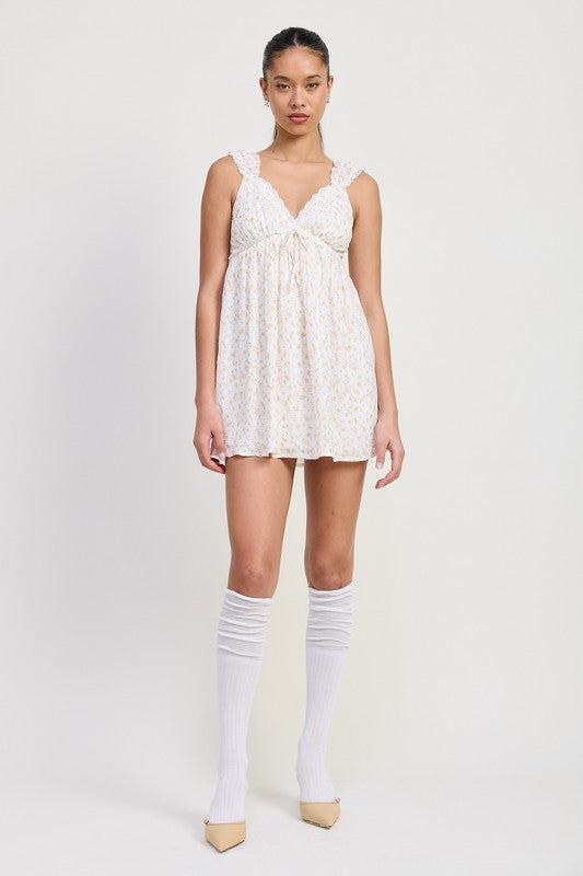 MINI FLORAL BABYDOLL PUFF STRAPS DRESS-Emory Park-[option4]-[option5]-[option6]-[option7]-[option8]-Shop-Boutique-Clothing-for-Women-Online