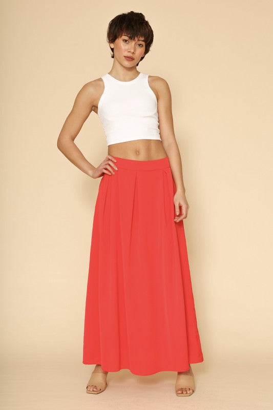 High Waist Pleated Skirt-Miss Sparkling-Red-S-[option4]-[option5]-[option6]-[option7]-[option8]-Shop-Boutique-Clothing-for-Women-Online