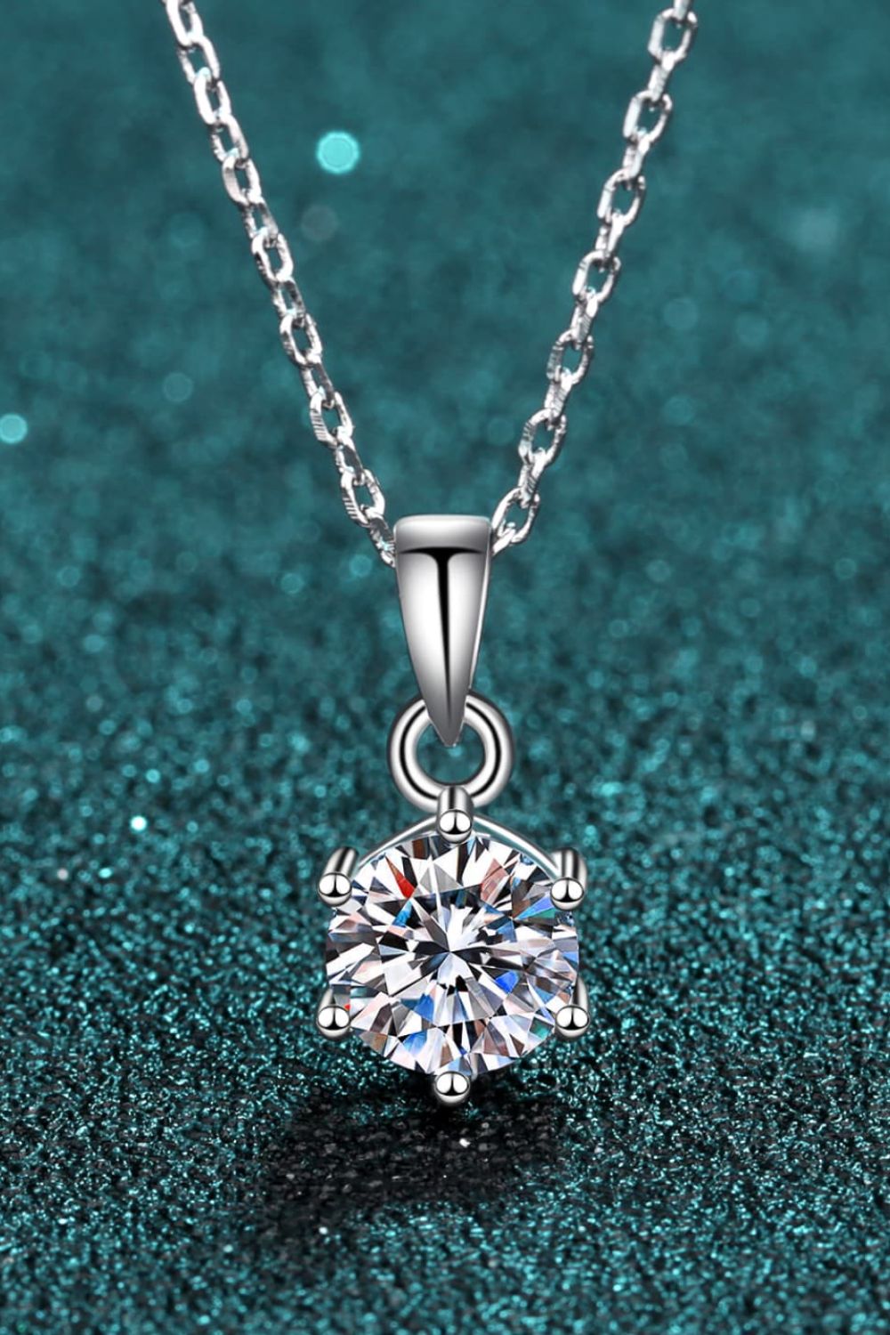 1 Carat Moissanite 925 Sterling Silver Necklace-Trendsi-Silver-One Size-[option4]-[option5]-[option6]-[option7]-[option8]-Shop-Boutique-Clothing-for-Women-Online