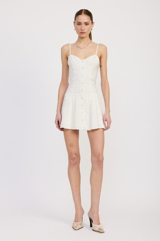 SPAGHETTI STRAP PLEATED MINI DRESS-Emory Park-[option4]-[option5]-[option6]-[option7]-[option8]-Shop-Boutique-Clothing-for-Women-Online