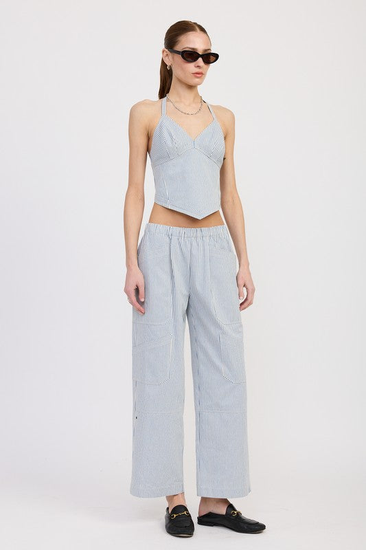 CINCHED TWILL PANTS WITH WIDE LEG-Emory Park-[option4]-[option5]-[option6]-[option7]-[option8]-Shop-Boutique-Clothing-for-Women-Online