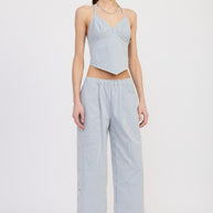 CINCHED TWILL PANTS WITH WIDE LEG-Emory Park-[option4]-[option5]-[option6]-[option7]-[option8]-Shop-Boutique-Clothing-for-Women-Online