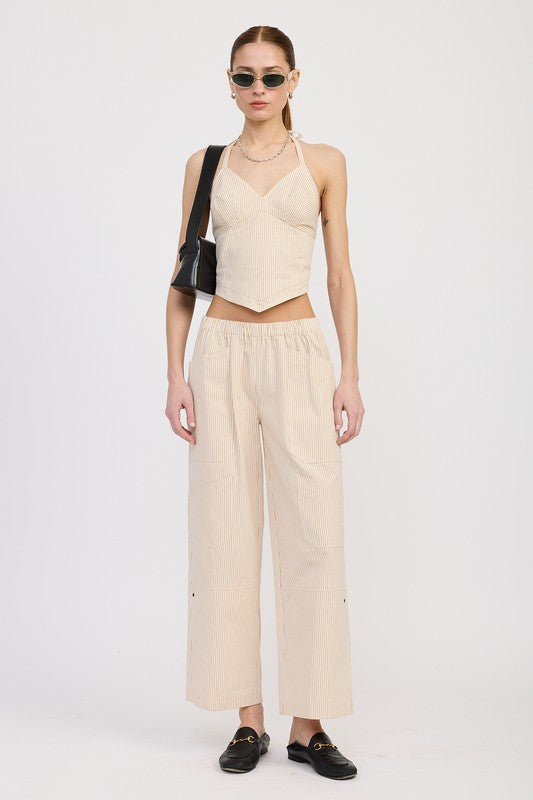 CINCHED TWILL PANTS WITH WIDE LEG-Emory Park-[option4]-[option5]-[option6]-[option7]-[option8]-Shop-Boutique-Clothing-for-Women-Online