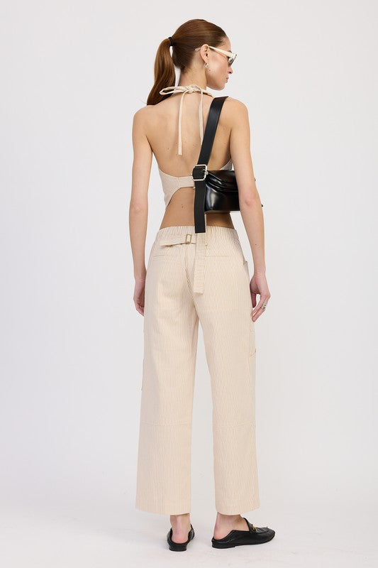 CINCHED TWILL PANTS WITH WIDE LEG-Emory Park-[option4]-[option5]-[option6]-[option7]-[option8]-Shop-Boutique-Clothing-for-Women-Online