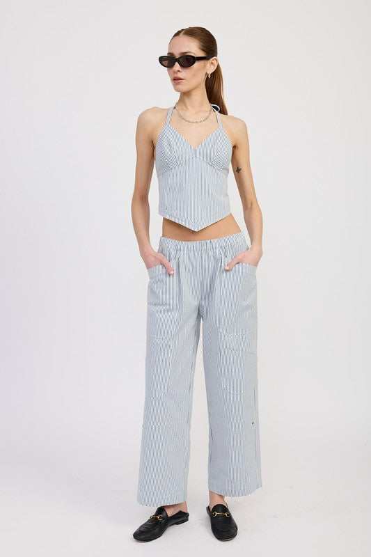 CINCHED TWILL PANTS WITH WIDE LEG-Emory Park-[option4]-[option5]-[option6]-[option7]-[option8]-Shop-Boutique-Clothing-for-Women-Online