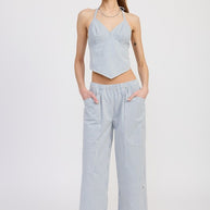 CINCHED TWILL PANTS WITH WIDE LEG-Emory Park-[option4]-[option5]-[option6]-[option7]-[option8]-Shop-Boutique-Clothing-for-Women-Online
