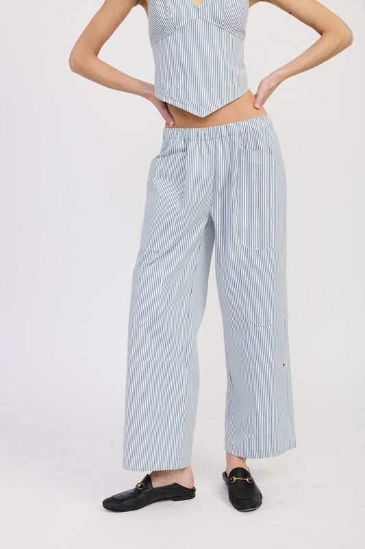 CINCHED TWILL PANTS WITH WIDE LEG-Emory Park-[option4]-[option5]-[option6]-[option7]-[option8]-Shop-Boutique-Clothing-for-Women-Online