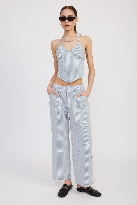 CINCHED TWILL PANTS WITH WIDE LEG-Emory Park-[option4]-[option5]-[option6]-[option7]-[option8]-Shop-Boutique-Clothing-for-Women-Online