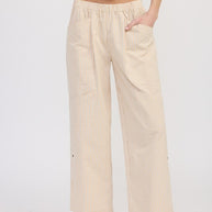 CINCHED TWILL PANTS WITH WIDE LEG-Emory Park-[option4]-[option5]-[option6]-[option7]-[option8]-Shop-Boutique-Clothing-for-Women-Online