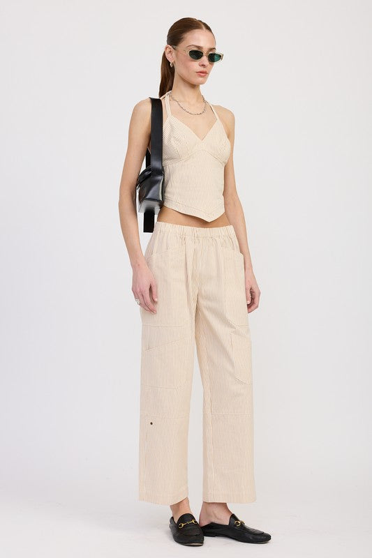 CINCHED TWILL PANTS WITH WIDE LEG-Emory Park-[option4]-[option5]-[option6]-[option7]-[option8]-Shop-Boutique-Clothing-for-Women-Online