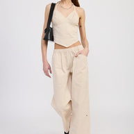 CINCHED TWILL PANTS WITH WIDE LEG-Emory Park-[option4]-[option5]-[option6]-[option7]-[option8]-Shop-Boutique-Clothing-for-Women-Online