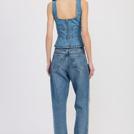 DENIM LACE UP BUSTIER TOP-Emory Park-[option4]-[option5]-[option6]-[option7]-[option8]-Shop-Boutique-Clothing-for-Women-Online