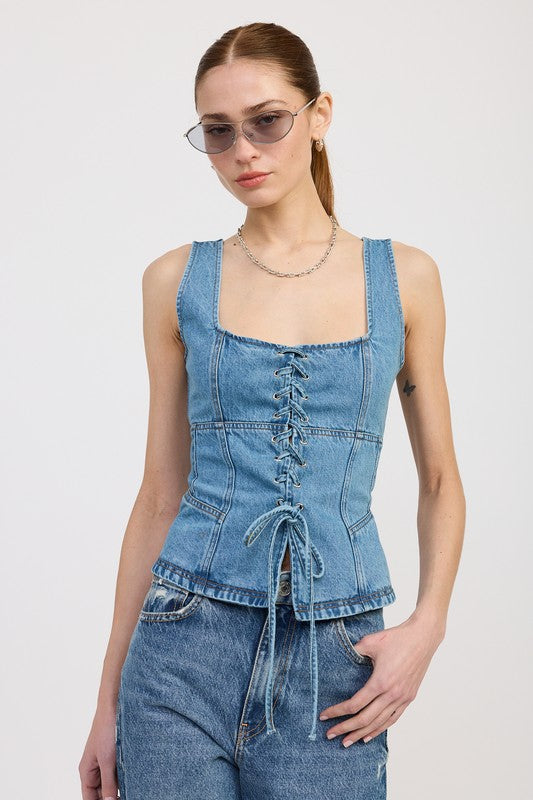 DENIM LACE UP BUSTIER TOP-Emory Park-TRUE BLUE-S-[option4]-[option5]-[option6]-[option7]-[option8]-Shop-Boutique-Clothing-for-Women-Online