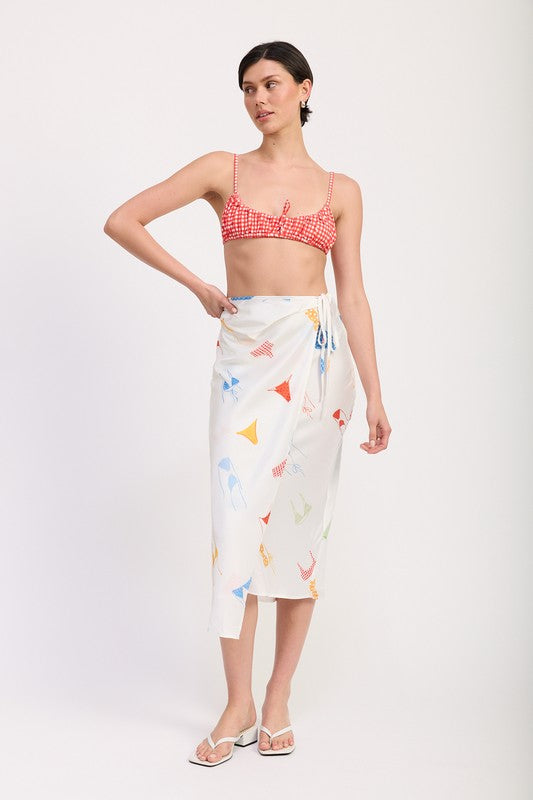 PRINTED SATIN MIDI SKIRT WITH SIDE RUCHE-Emory Park-[option4]-[option5]-[option6]-[option7]-[option8]-Shop-Boutique-Clothing-for-Women-Online