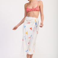 PRINTED SATIN MIDI SKIRT WITH SIDE RUCHE-Emory Park-WHITE BIKINI PRINT-S-[option4]-[option5]-[option6]-[option7]-[option8]-Shop-Boutique-Clothing-for-Women-Online