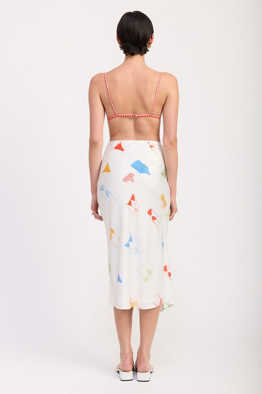 PRINTED SATIN MIDI SKIRT WITH SIDE RUCHE-Emory Park-[option4]-[option5]-[option6]-[option7]-[option8]-Shop-Boutique-Clothing-for-Women-Online
