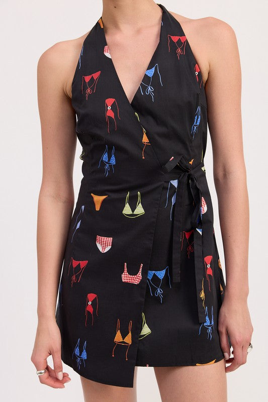 WRAPPED HALTER NECK MINI DRESS-Emory Park-[option4]-[option5]-[option6]-[option7]-[option8]-Shop-Boutique-Clothing-for-Women-Online