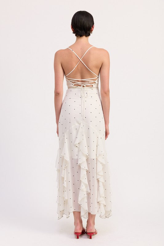 RUFFLED WRAP MAXI DRESS WITH CROSS BACK-Emory Park-[option4]-[option5]-[option6]-[option7]-[option8]-Shop-Boutique-Clothing-for-Women-Online