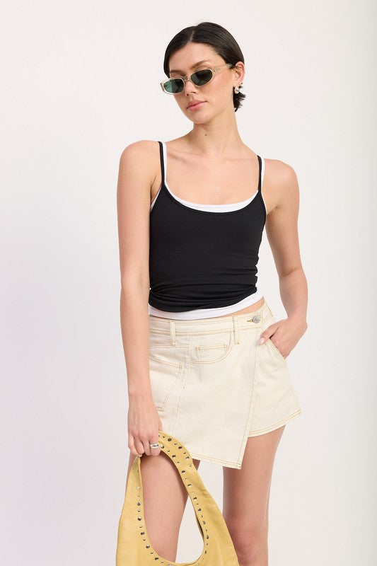 ASYMMETRICAL FOLD OVER DENIM SKORT-Emory Park-[option4]-[option5]-[option6]-[option7]-[option8]-Shop-Boutique-Clothing-for-Women-Online