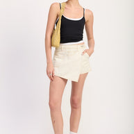 ASYMMETRICAL FOLD OVER DENIM SKORT-Emory Park-[option4]-[option5]-[option6]-[option7]-[option8]-Shop-Boutique-Clothing-for-Women-Online