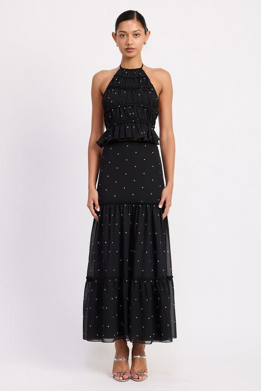 TIERED RUFFLE MIDI SKIRT-Emory Park-BLACK POLKA DOT-S-[option4]-[option5]-[option6]-[option7]-[option8]-Shop-Boutique-Clothing-for-Women-Online