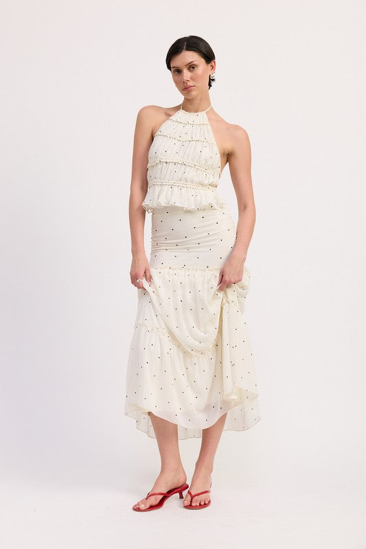 TIERED RUFFLE MIDI SKIRT-Emory Park-BLACK WHITE POLKA-S-[option4]-[option5]-[option6]-[option7]-[option8]-Shop-Boutique-Clothing-for-Women-Online