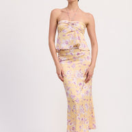 FLORAL STRAPLESS RUCHED HALTER TOP-Emory Park-[option4]-[option5]-[option6]-[option7]-[option8]-Shop-Boutique-Clothing-for-Women-Online