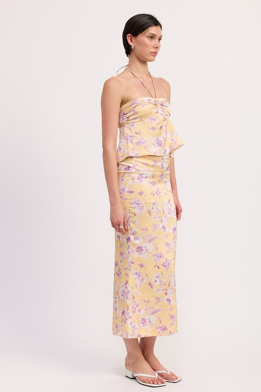 FLORAL STRAPLESS RUCHED HALTER TOP-Emory Park-[option4]-[option5]-[option6]-[option7]-[option8]-Shop-Boutique-Clothing-for-Women-Online