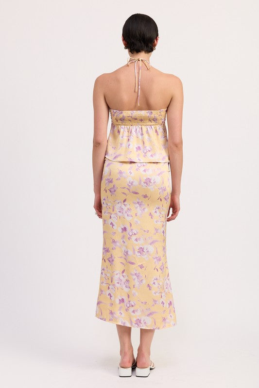 FLORAL STRAPLESS RUCHED HALTER TOP-Emory Park-[option4]-[option5]-[option6]-[option7]-[option8]-Shop-Boutique-Clothing-for-Women-Online