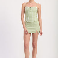 MINI GINGHAM SKIRT WITH POCKETS-Emory Park-SAGE GINGHAM-S-[option4]-[option5]-[option6]-[option7]-[option8]-Shop-Boutique-Clothing-for-Women-Online