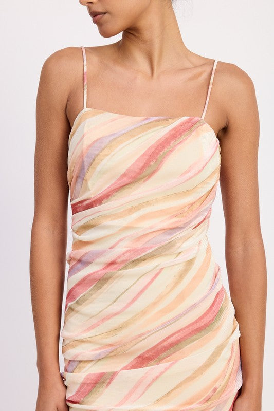 RUCHED MESH MIDI DRESS WITH ADJUSTABLE STRAPS-Emory Park-[option4]-[option5]-[option6]-[option7]-[option8]-Shop-Boutique-Clothing-for-Women-Online