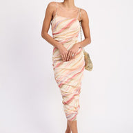 RUCHED MESH MIDI DRESS WITH ADJUSTABLE STRAPS-Emory Park-[option4]-[option5]-[option6]-[option7]-[option8]-Shop-Boutique-Clothing-for-Women-Online