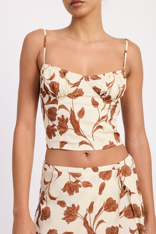 RUCHED FLORAL SWEETHEART CROP TOP-Emory Park-[option4]-[option5]-[option6]-[option7]-[option8]-Shop-Boutique-Clothing-for-Women-Online