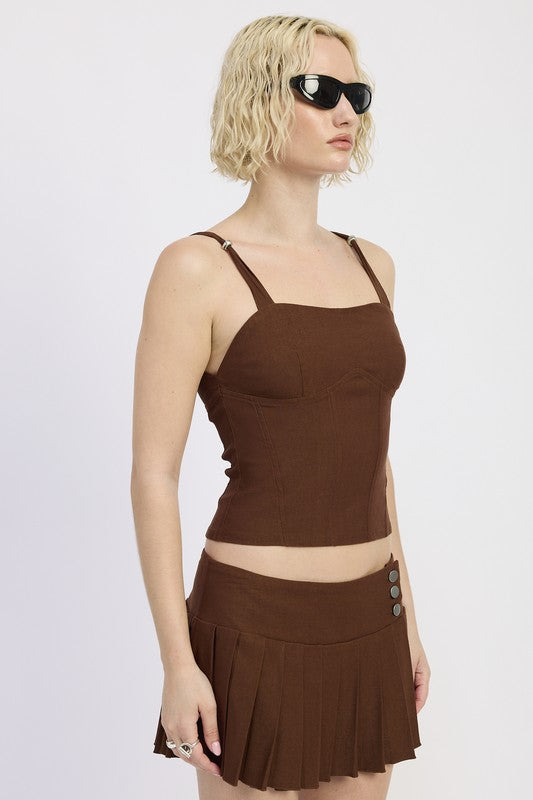 RING STRAP CORSET TOP-Emory Park-[option4]-[option5]-[option6]-[option7]-[option8]-Shop-Boutique-Clothing-for-Women-Online